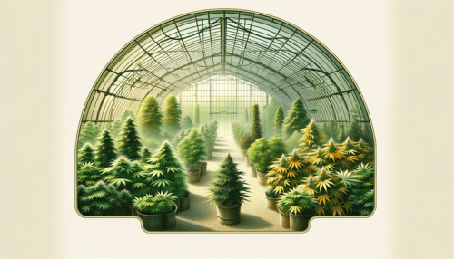 Serre remplie de plants de chanvre CBD premium